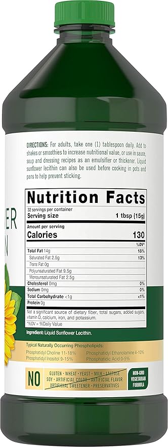 Carlyle Sunflower Lecithin Liquid | 16 oz | 2 Pack | Vegan Vegetarian Non-GMO Soy Free Gluten Free