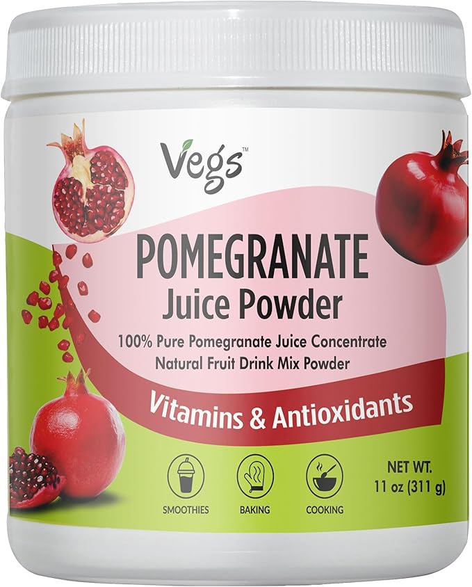 Pomegranate Juice Powder - Organic Pomegranate Fruit Juice Concentrated Antioxidants &amp Electrolytes - Instant Drink Mix Powder for Hydration Baking Flavoring Sugar Free 11 oz (Pack of 1)
