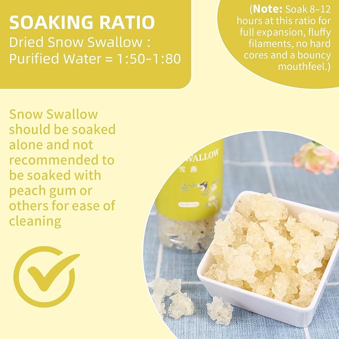 Wanhua Hall Snow Swallow 300g/10.6oz - Natural Wild Tragacanth Gum Plant-Based Dessert Ingredient Good With Peach Gum 雪燕