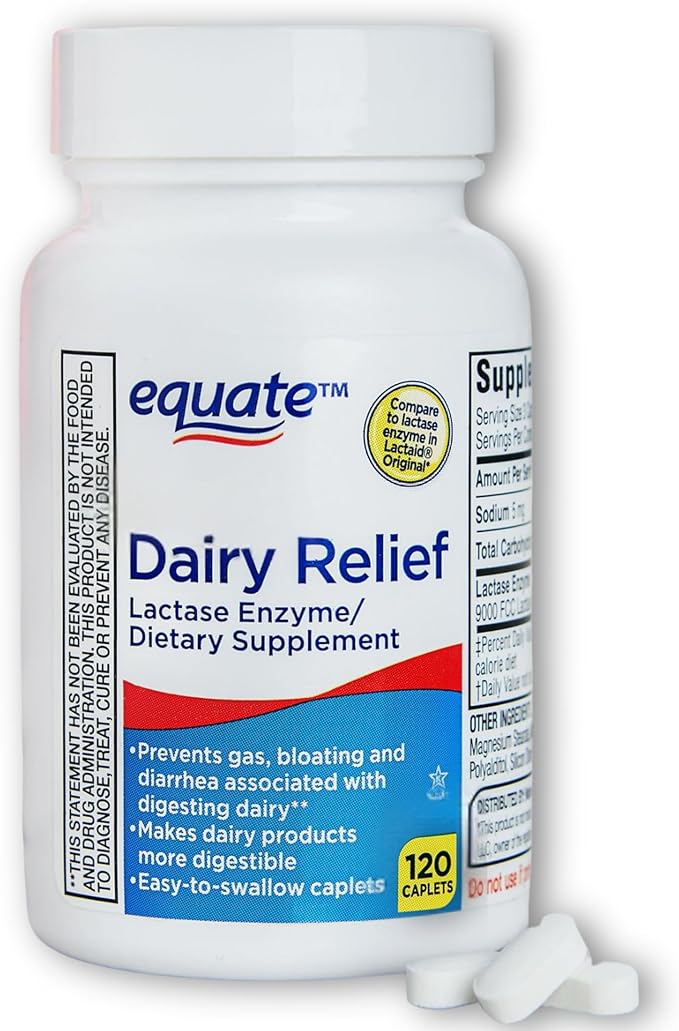 Dairy Relief for Lactose Intolerance- Pills for Enzyme Relief Intolerance Digestion 120 Tablets (Pack of 1)