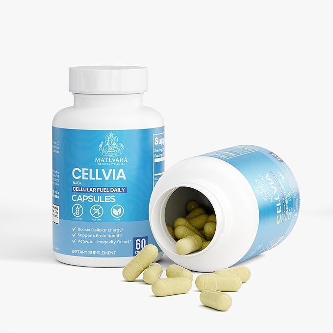 Cellvia NAD+ 500mg: Cellular Energy Metabolism Quercetin &amp Resveratrol | 60 Ct