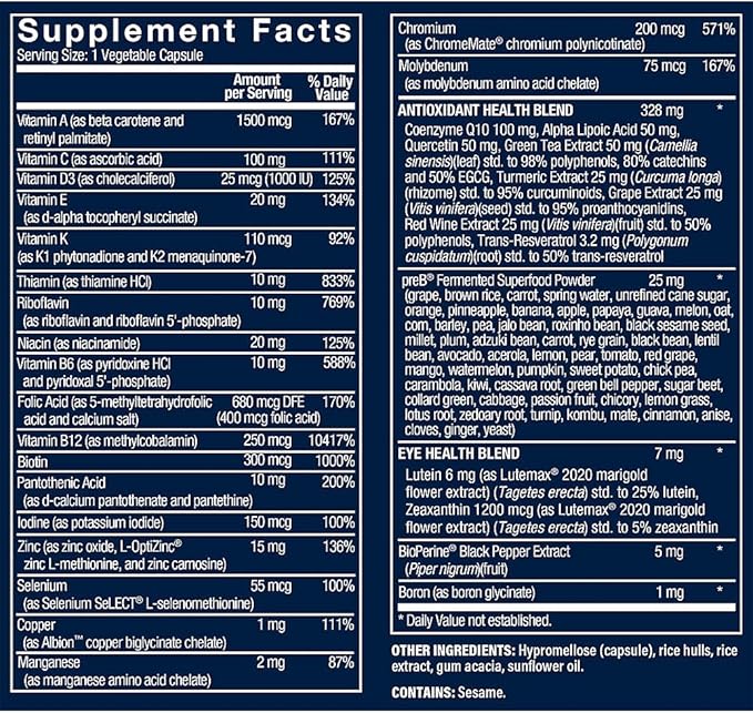 The Vitamin Shoppe Vthrive Biocative Multivitamin Daily Men’s Multivitamin with Vitamins Minerals Antioxidants &amp Nutrients for Energy Immune and Overall Wellness Support Gluten Free 30 Capsu