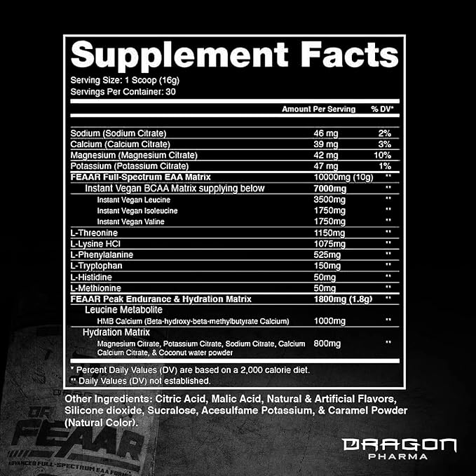 DRAGON PHARMA Dr. FEAAR® Advanced Full-Spectrum EAA Matrix Supports Muscle Protein Synthesis and Recovery Enhanced Training Capacity and Performance (30 Servings Grape Juice)
