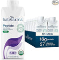 KATE FARMS Organic Adult Peptide 1.0 Formula Plain Sole-Source Hydrolyzed Plant-Based Nutrition for Oral or Tube Feeding 11 Fl oz (12 Pack)