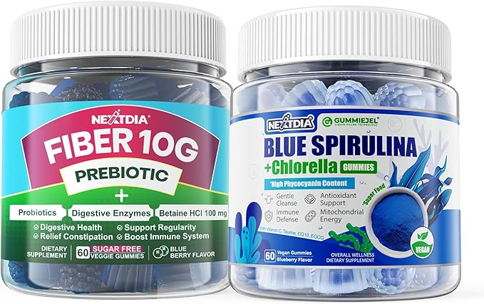 Nextdia Fiber Gummies for Adults + Organic Blue Spirulina Gummies