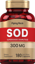 Piping Rock Superoxide Dismutase Supplement | 300 mg | 180 Capsules | SOD for Women and Men | Non-GMO Gluten Free