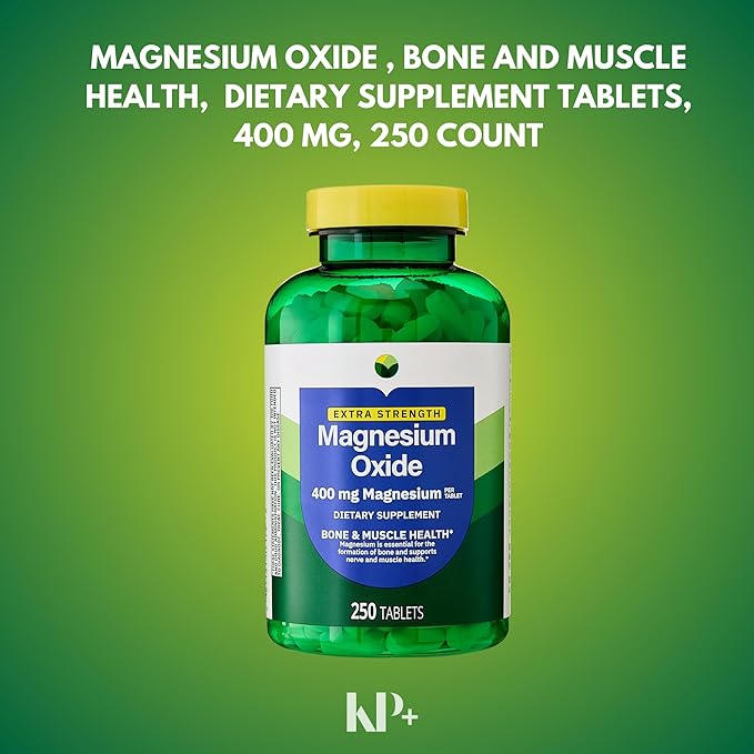 KP+ Magnesium Oxide 400 mg | 250 Tablets | Supports Bone Nerve &amp Muscle Health | Extra Strength Magnesium Supplement | Pack of 1