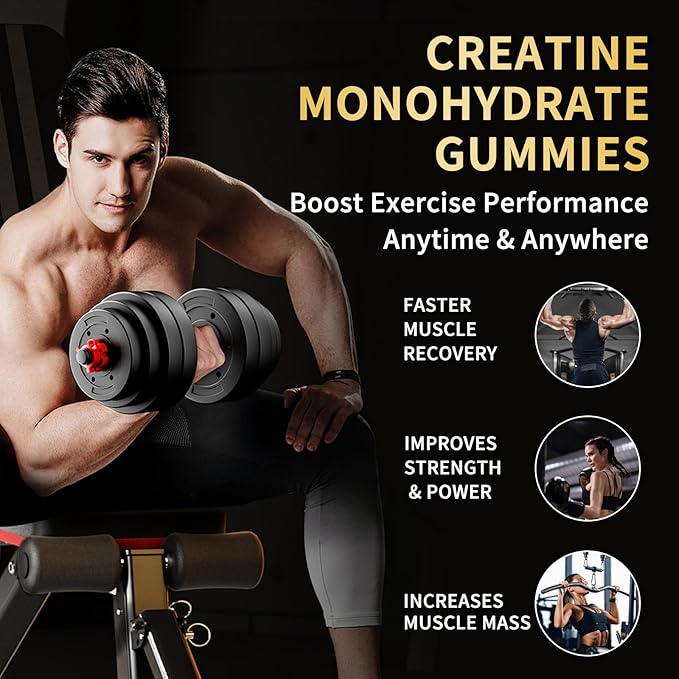 Creatine Monohydrate Gummies 5000mg for Men &amp Women - Sugar Free Pre-Workout Supplement Chewables for Muscle Strength Muscle Builder Energy Boost Mixed Berry Flavor 120 Count