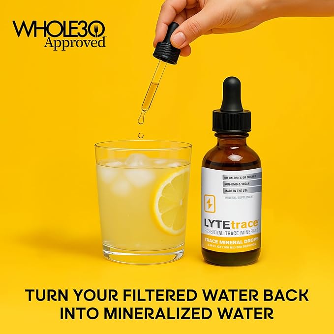 LyteLine Trace Mineral Drops 100ml x 200 Servings - Max-Absorption Ionic Natural Low Sodium Trace Minerals Concentrate to Balance the Body's pH - Non-GMO Vegan Kosher and Keto Friendly