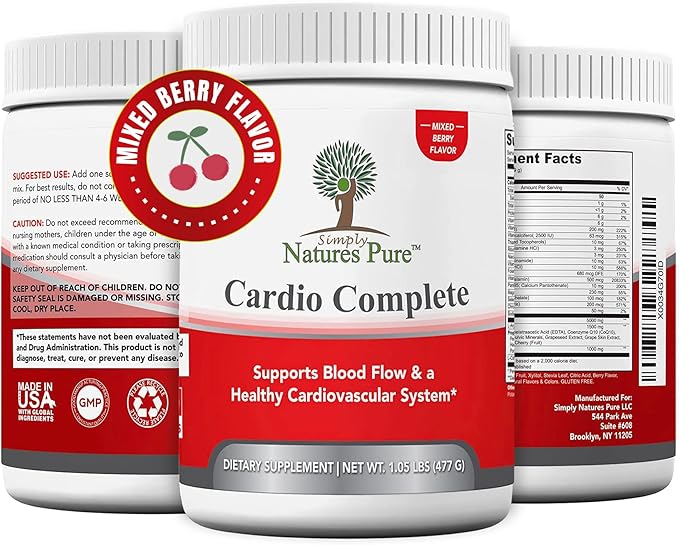 Simply Natures Pure Cardio Complete with 5000 L-Arginine 1000mg L-Citrulline and Hawthorn Berry - Heart Health &amp Cardiovascular Support Powder Supplement and 3-in-1 Nitric Oxide Booster