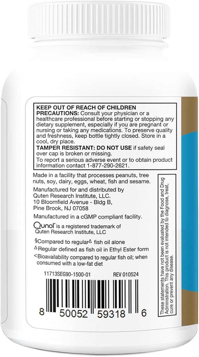 Qunol Advanced Omega 3 Krill and Fish Oil Complex 10x Better Bioavailability One Pill Dose 250mg EPA &amp DHA Supports Brain Eye Heart and Joint Health 90 Count (Pack of 1)