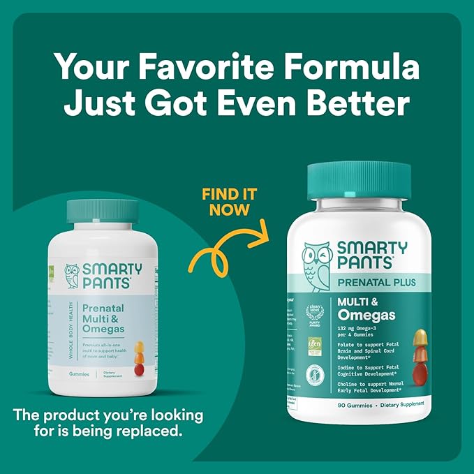 SmartyPants Prenatal Vitamins for Women Multivitamin Gummies: Omega 3 Fish Oil (EPA/DHA) Biotin Methylfolate Vitamin D3 C Vitamin B12 B6 A K &amp Zinc Inositol 80 Count (20 Day Supply)