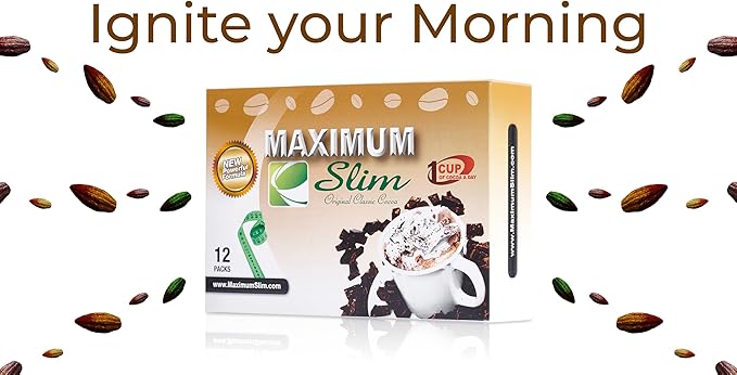 Maximum Slim Premium Instant Cocoa – Creamy Delicious 4-in-1 Formula with Natural Herbal Extracts for Energy &amp Vitality Maximum Satisfaction &amp Taste. No Side Effects (Laxative-Free) –USA Mad
