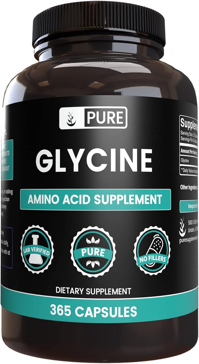 PURE ORIGINAL INGREDIENTS Glycine (365 Capsules) No Magnesium Or Rice Fillers Always Pure Lab Verified