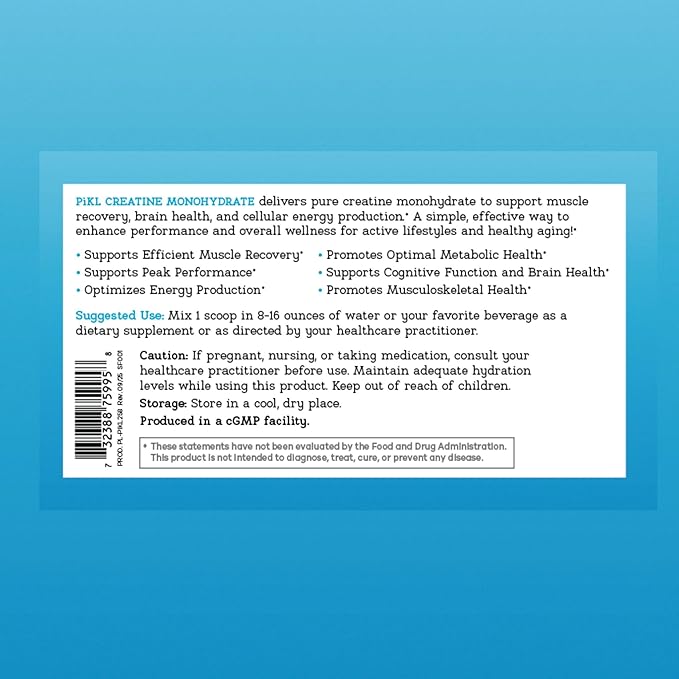 PiKL Creatine Monohydrate Powder | Micronized &amp Unflavored | 5g Scoop | 100 Servings | Clean Creatine for Strength | Workout Supplement for Pickleball Players