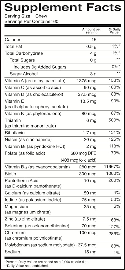 BariatricPal Iron-Free Multivitamin Soft Chew - Fruit Punch (60 Count)