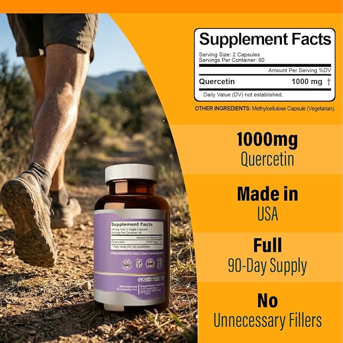 Smart Nutra Labs Quercetin 1000mg- 180 Vegan Capsules 100% Pure Quercetin Supplement- Non-GMO Gluten Free Third Party Tested