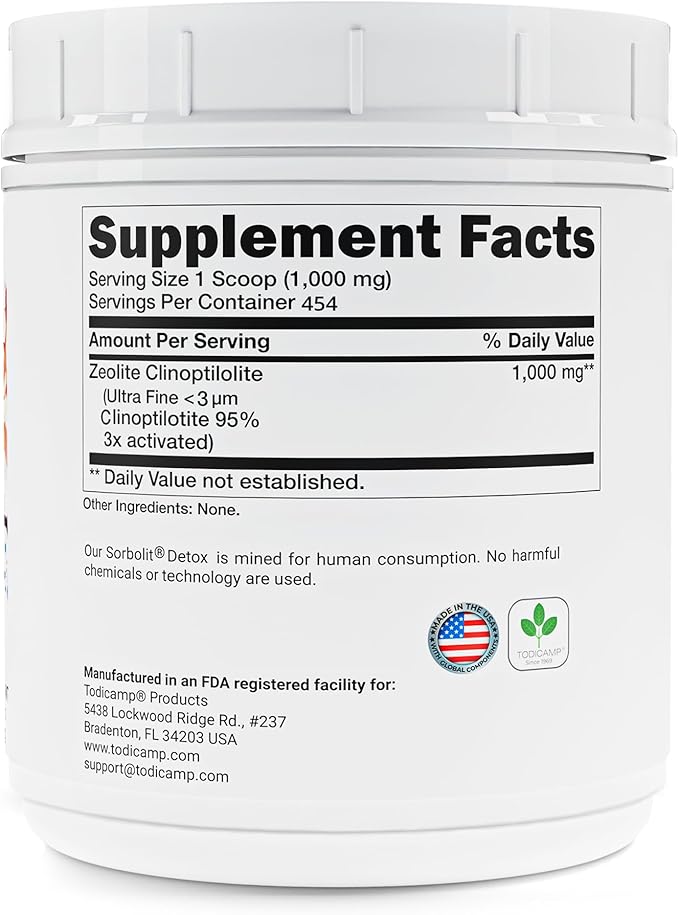 Zeolite Detox Sorbolit - Zeolite Binder Supplement for Full Body Detox - Gut Cleanse Cellular and Liver Detox (1 Pound (Pack of 1))