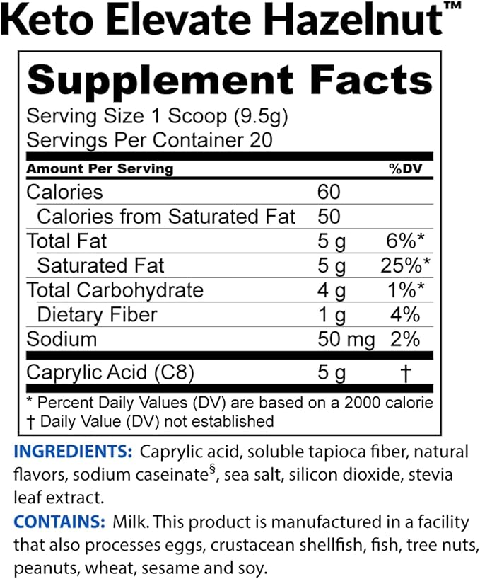 BioTrust Keto Elevate Pure C8 MCT Oil Powder (Hazelnut) BlenderBottle Bundle