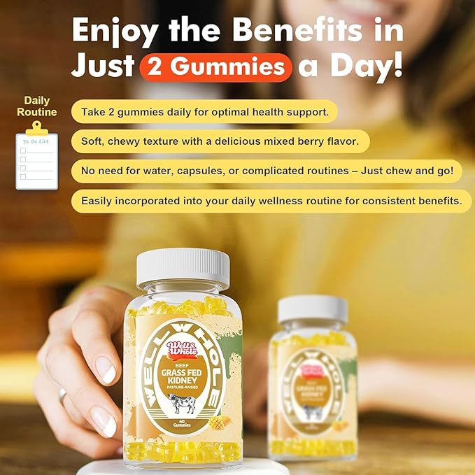 Well&ampWhole L-Lysine Gummies and Grass Fed Beef Kidney Gummies