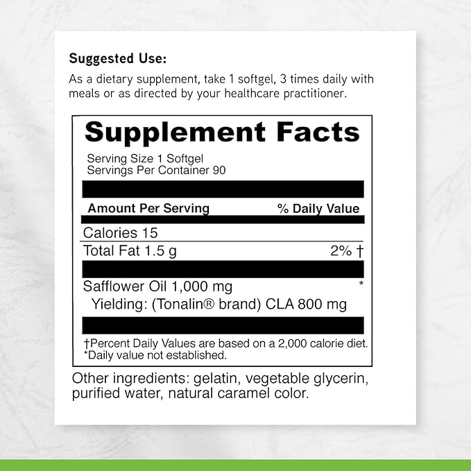 DAVINCI Tonalin-CLA - Lean Muscle Mass &amp Energy Support* - Contains CLA Derived from Safflower Oil - Stimulant-Free Supplement - 90 Softgels