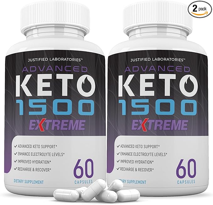 (2 Pack) Advanced Keto 1500 Extreme Pills 1675MG New &amp Improved Formula Contains Apple Cider Vinegar Extra Virgin Olive Oil Powder Green Tea Leaf 120 Capsules