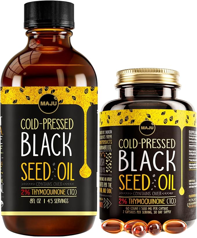 Maju Superfoods Black Seed Oil Liquid &amp Capsules Bundle