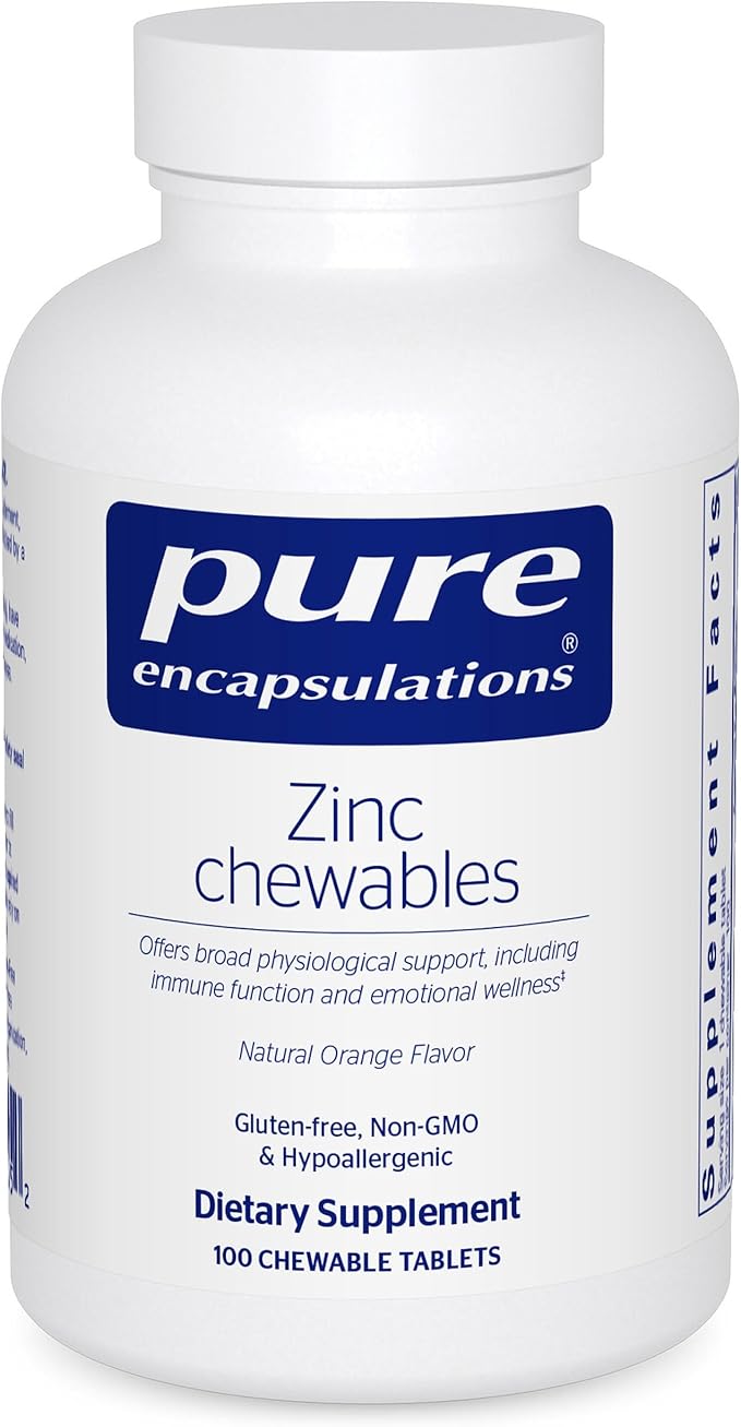 Pure Encapsulations Zinc Chewables | Supplement for Immune System Support Growth and Development and Wound Healing | 100 Chewable Tablets | Natural Orange Flavor