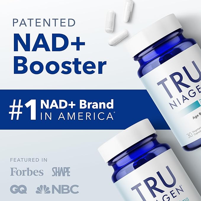 TRU NIAGEN Patented NAD Supplement for Brain Function Anti Aging &amp Cell Regeneration 300mg Niagen 30 Servings | Supports Cellular Energy Muscle | Nicotinamide Riboside (NR) Take 1 Daily | 2 Bo