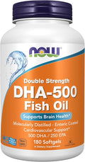 NOW Foods Supplements DHA-500 with 250 EPA Molecularly Distilled Supports Brain Health* 180 Softgels