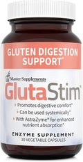 Master Supplements GlutaStim - 30 Vegetable Capsules - Gluten Digestion Support - Provides Digestive Support + Gas &amp Bloating Relief - Vegan Gluten Free - 30 Servings