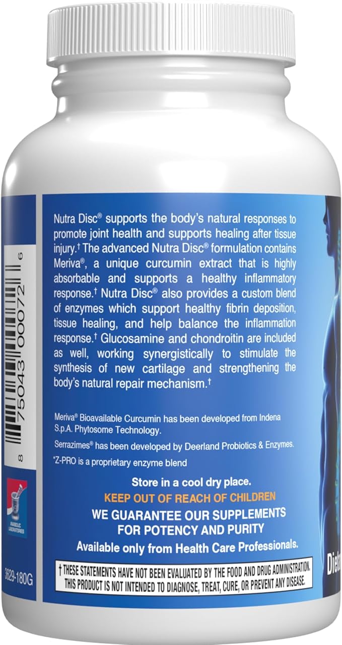 Nutra Disc &amp Joint Support Supplement - Clinically Formulated Restorative Cartilage Ligament and Tendon Supplement with Patented Meriva Curcumin &amp Glucosamine and Chondroitin for Adults - 90 S