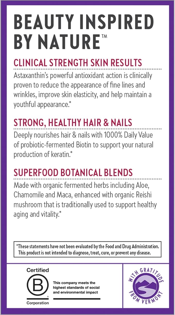 New Chapter Hair Skin &amp Nails Vitamins with Fermented Biotin+astaxanthin Vegetarian Capsule 30 Count (Pack of 1)