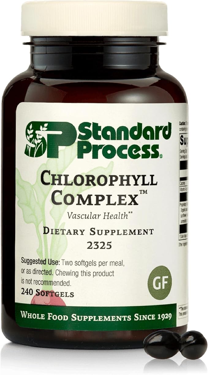 Standard Process Chlorophyll Complex - Supports Natural Detoxification Functions - Supports Skin &amp Immune Health - Gluten-Free Non-Dairy &amp Non-Soy - 240 Softgels