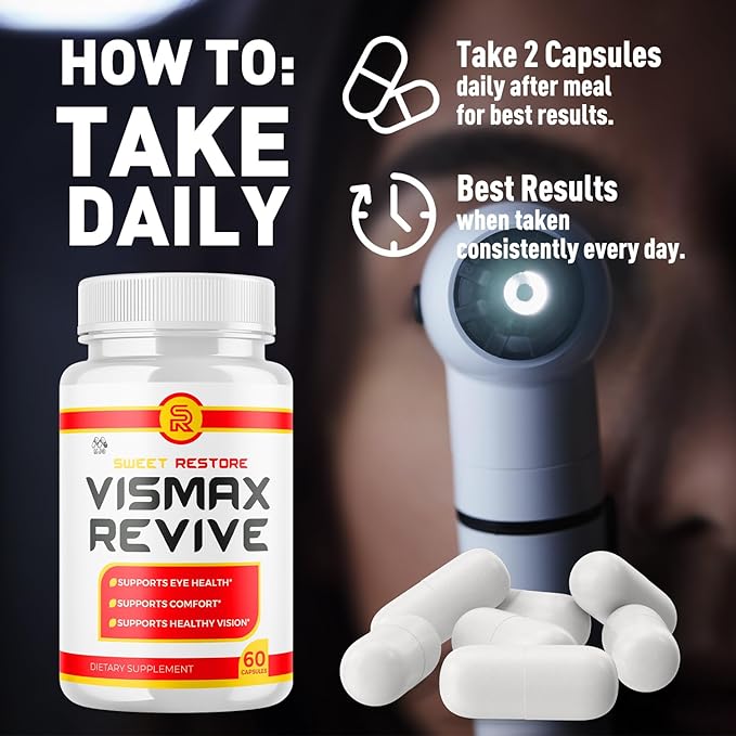 (2 Pack)Vismax Revive Capsules Official VismaxRevive Vision Support Supplement with All Natural Ingredients Advanced Eye Health Formula &amp Vision Vitamin Supporting Wellness Naturally (120 Capsul