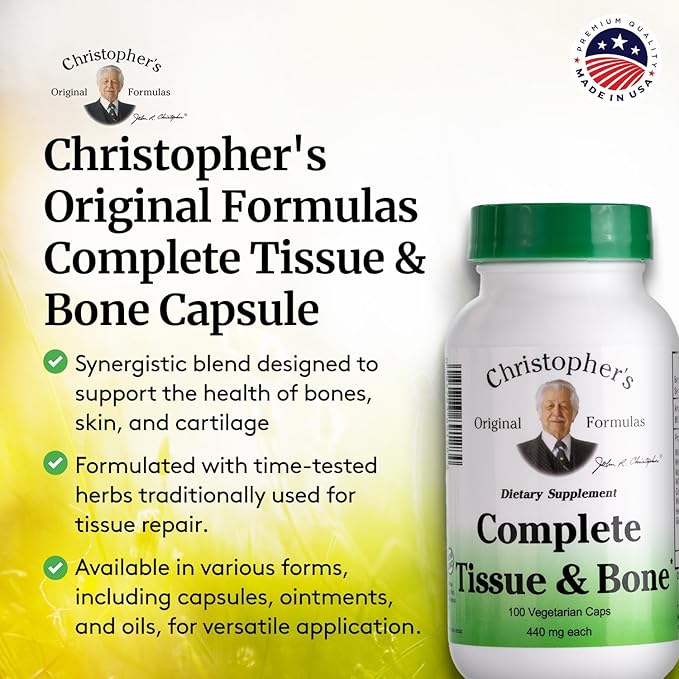 Christopher's Original Formulas Complete Tissue &amp Bone Formula – 100 VCaps | Herbal Support for Bones &amp Connective Tissue - Pack of 2