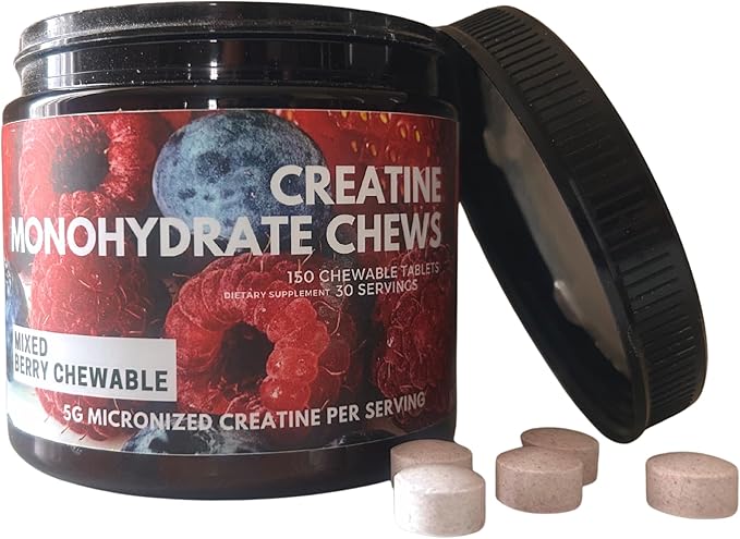 Ketostat Creatine Tablet Chews 150ct 5G Micronized Monohydrate Sour Candy Mixed Berry Flavor