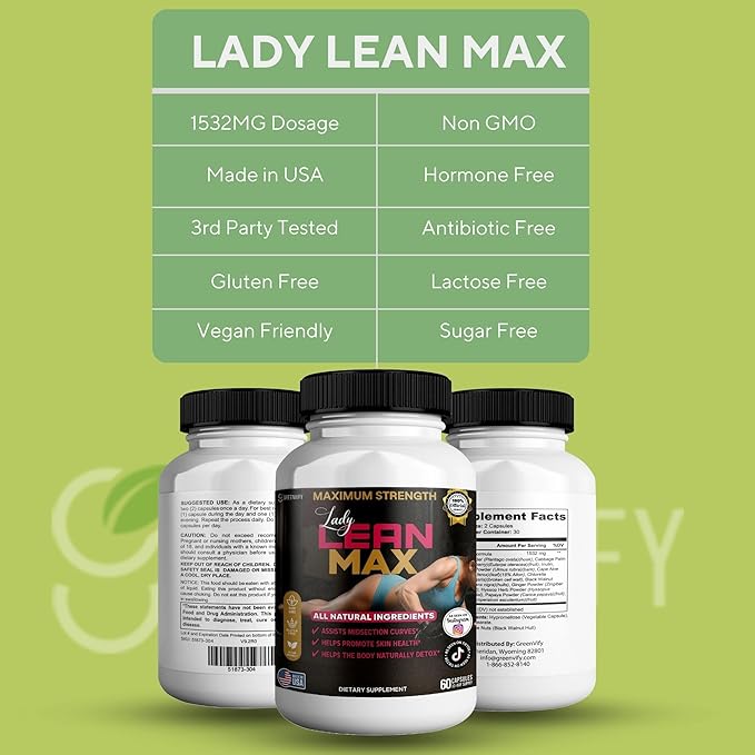Lady Lean Max Dietary Supplement 60 Capsules 30-Day Supply All Natural Ingredients (2)