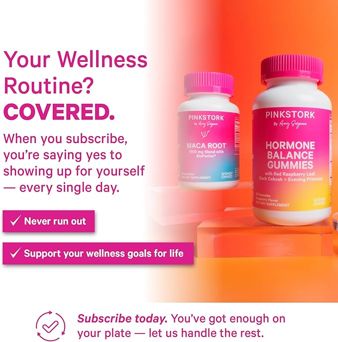 Pink Stork Maca Root Capsules for Women – Organic Maca with BioPerine® for Hormonal Balance Energy + Wellness – Supports Perimenopause Menstrual Health and Vitality