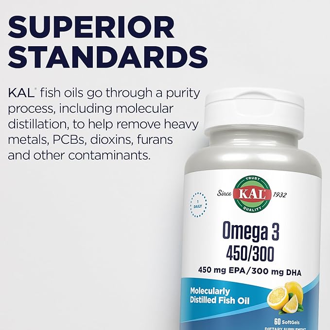 KAL 450/300 1280 Mg Omega 3 Lemon 60 Count