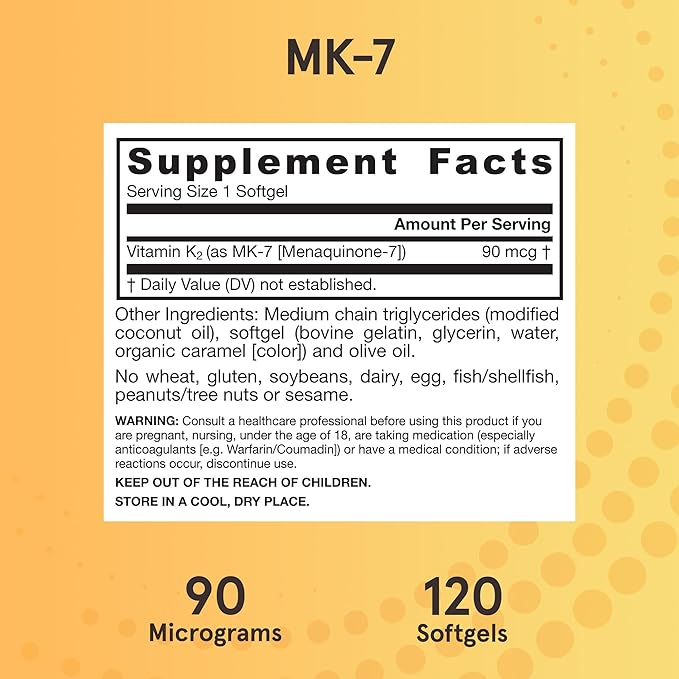 Jarrow Formulas MK-7 90mcg-Bioactive Form of VIT K2-120 Servings(Softgels)-for Bone &amp CV Health-VIT K2 MK-7 Dietary Supp-K2 VIT Supp MK-7-Gluten Free12 Pack