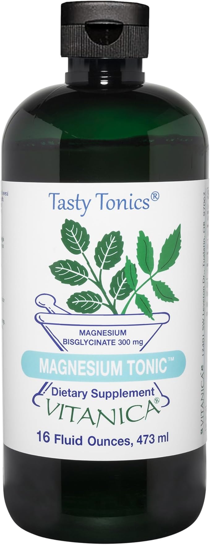 Vitanica Magnesium Tonic - Muscle Relaxation and Calm Support with Magnesium &amp Vitamin B6 Supports Sleep Brain &amp Heart Health - Alcohol Free - Vegan - Orange Flavor - 16 oz