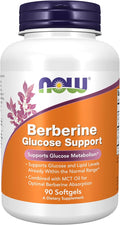NOW Foods Supplements Berberine Glucose Support Combined with MCT Oil for Optimal Berberine Absorption 90 Softgels