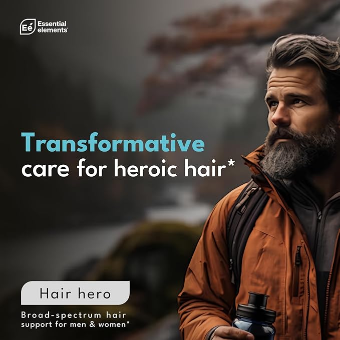 Essential Elements® Hair Hero™ - Hair Vitamins for Men - Broad-Spectrum Support with 5000 mcg Biotin - 60 Count - 30 Servings (2-Pack)