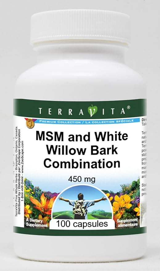 MSM and White Willow Bark Combination - 450 mg (100 Capsules ZIN: 512926) - 3 Pack