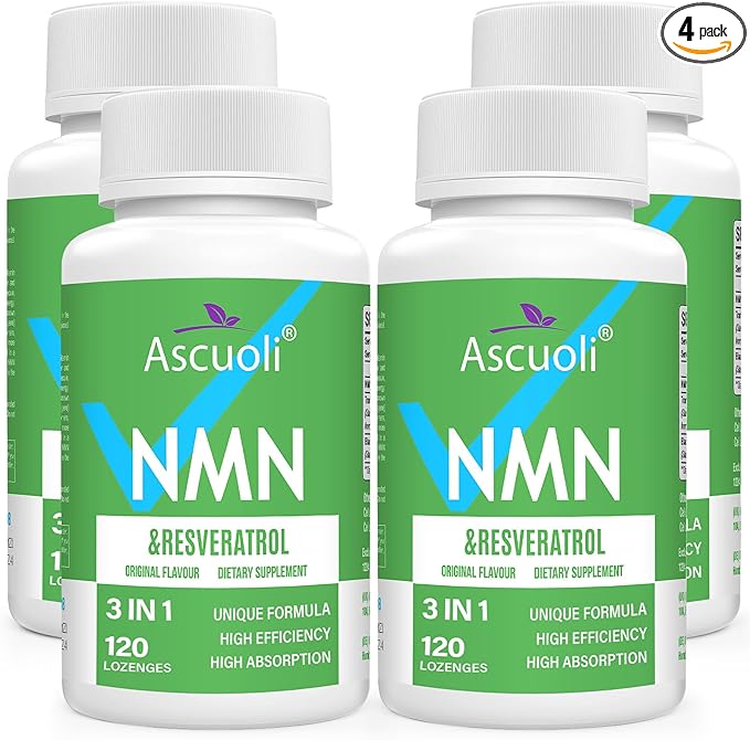 Sublingual NMN 500mg + Trans-Resveratrol 400mg 3-in-1 Advanced Formula 99% Pure NMN Resveratrol Supplement for Boost* NAD Cell Immune Energy &amp Muscle Anti-Aging 480 Lozenges (480 Days Supply