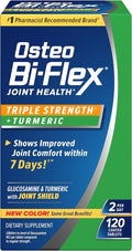 Osteo Bi-Flex Glucosamine Triple Strength Plus Turmeric Supplement with Curcumin for Joint Support and Range of Motion 60 Day Supply 120 Coated Tablets Joint Health Nutritional Supplements