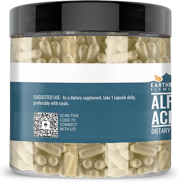 Earthborn Elements Alpha-Lipoic Acid 200 Capsules Pure &amp Undiluted No Additives