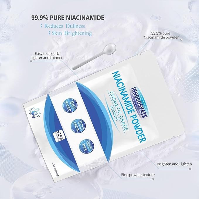 99.9% Pure Niacinamide Powder (Vitamin B3)Cosmetic Grade Sensitive Skin-Friendly Multi-Purpose DIY Skincare Solution