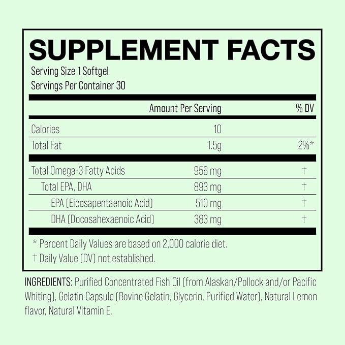 Therabotanics Perfect Omega Fish Oil Supplement EPA &amp DHA – High Absorption Concentrated Omega 3 for Heart Brain Eye &amp Metabolic Health - Alaskan Fish Oil Softgels - 30 Count (Pack of 1)